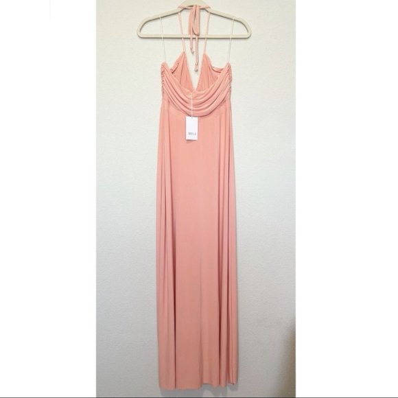 Misa Los Angeles Anya Deep V Ruched Halter Dress - Picture 3 of 9